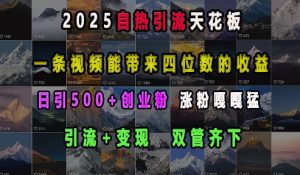 2025自热引流天花板,一条视频能带来四位数的收益,引流+变现双管齐下,日引500+创业粉,涨粉嘎嘎猛-知一资源网
