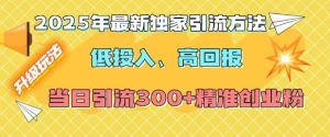 2025年最新独家引流方法,低投入高回报?当日引流300+精准创业粉-知一资源网