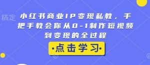 小红书商业IP变现私教,手把手教会你从0-1制作短视频到变现的全过程-知一资源网