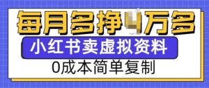 小红书虚拟资料项目,0成本简单复制,每个月多挣1W【揭秘】-知一资源网