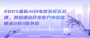 2025最新AI闪电做外贸实战课,外贸建站开发客户内容营销从0到3做外贸-知一资源网