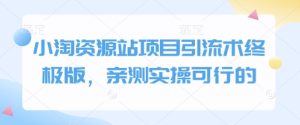 小淘资源站项目引流术终极版,亲测实操可行的-知一资源网