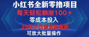 小红书全新纯零撸项目,只要有号就能玩,可放大批量操作,轻松日入100+【揭秘】-知一资源网