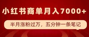 小红书商单最新玩法,半个月涨粉过万,五分钟一条笔记,月入7000+-知一资源网