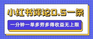小红书留言评论，0.5元1条，一分钟一单，多劳多得，收益无上限-知一资源网