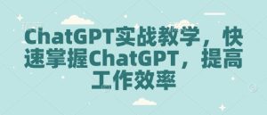 ChatGPT实战教学,快速掌握ChatGPT,提高工作效率-知一资源网