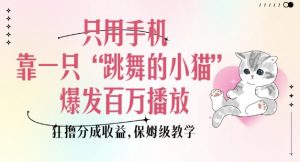 只用手机靠一只“跳舞的小猫”爆发百万播放,狂撸分成收益,保姆级教学-知一资源网