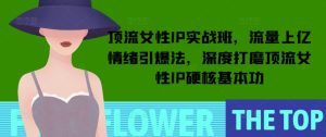 顶流女性IP实战班,流量上亿情绪引爆法,深度打磨顶流女性IP硬核基本功-知一资源网