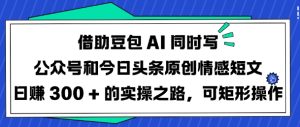 借助豆包AI同时写公众号和今日头条原创情感短文日入3张的实操之路,可矩形操作-知一资源网