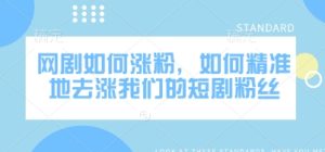 网剧如何涨粉,如何精准地去涨我们的短剧粉丝-知一资源网