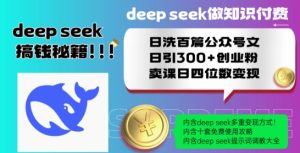 Deepseek做知识付费日洗百篇公众号文日引300+创业粉,卖课日四位数变现保姆级教程!-知一资源网