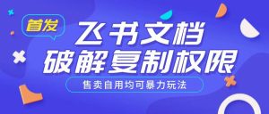 首发飞书文档破解复制权限，售卖自用均可暴力玩法-知一资源网