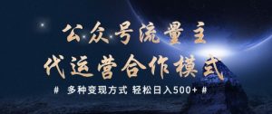 公众号流量主代运营  多种变现方式 轻松日入5张【揭秘】-知一资源网