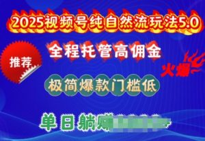 2025视频号纯自然流玩法5.0,全程托管高佣金,极简爆款门槛低,单日收益多张【揭秘】-知一资源网