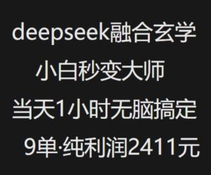 抖音小红书deepseek融合玄学,纯小白秒变大师,当天1小时无脑搞定9单,纯利润上千-知一资源网