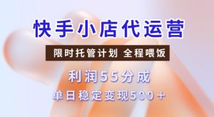 快手小店代运营3.0,模式新升级,收益55分,稳定单日5张【揭秘】-知一资源网