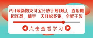 2月最新撸支付宝分成计划项目，直接搬运连怼，新手一天轻松多张，全程干货-知一资源网