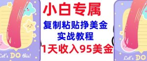 复制粘贴挣美金,0门槛,1天收入95美刀,3分钟学会,内部教程(首次公开)-知一资源网