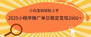 2025小程序推广单日稳定变现多张,一部手机即可操作,小白宝妈轻松上手【揭秘】-知一资源网