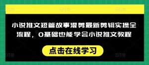 小说推文短篇故事混剪最新剪辑实操全流程,0基础也能学会小说推文教程,肯干多发日入多张-知一资源网