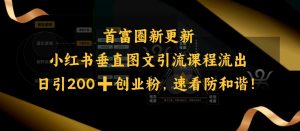 小红书垂直图文引流课程流出,日引200+创业粉,速看防和谐-知一资源网