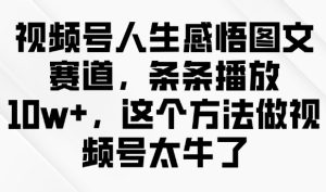 视频号人生感悟图文赛道,条条播放10w+,这个方法做视频号太牛了-知一资源网