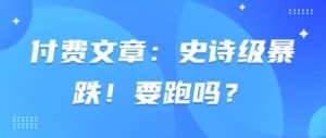 付费文章:史诗级暴跌!要跑吗?-知一资源网
