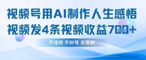 用AI做人生感悟视频，4条视频当天收益782-知一资源网