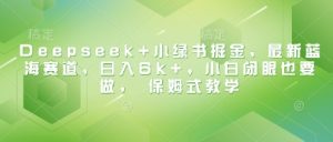 Deepseek+小绿书掘金,最新蓝海赛道,日入6k+,小白闭眼也要做, 保姆式教学-知一资源网