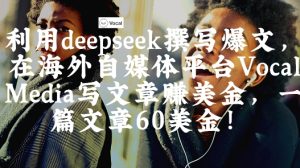 出海搞钱!利用deepseek撰写爆文,在海外自媒体平台Vocal Media写文章挣美金,一篇文章60刀-知一资源网