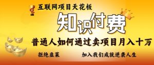 互联网项目天花板,知付付费项目,普通人如何通过卖项目月入十个,拒绝韭菜【揭秘】-知一资源网