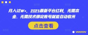 月入过W+,2025最新平台红利,无需本金、无需技术绑定账号就能自动收米-知一资源网