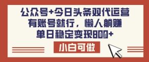 公众号+今日头条双代运营,有账号就行,单日稳定变现8张【揭秘】-知一资源网