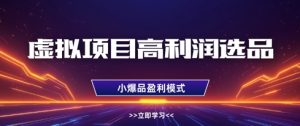 虚拟项目高利润选品方法,做好单店利润1W+,可多店倍增利润-知一资源网