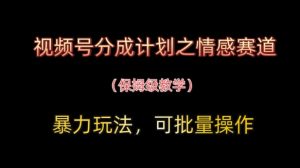 视频号分成计划之情感赛道暴力玩法,可批量操作,保姆级教学-知一资源网