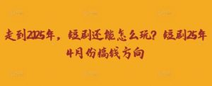 走到2025年，短剧还能怎么玩？短剧25年4月份搞钱方向-知一资源网