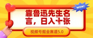 靠鲁迅先生名言,日入数张,视频号掘金赛道5.0-知一资源网