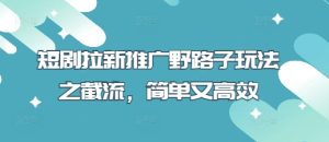 短剧拉新推广野路子玩法之截流,简单又高效-知一资源网