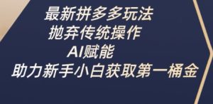 最新拼多多玩法,抛弃传统操作,AI赋能,助力新手小白获取第一桶金-知一资源网