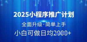 2025小程序推广计划,全面升级,简单上手,日均多张【揭秘】-知一资源网