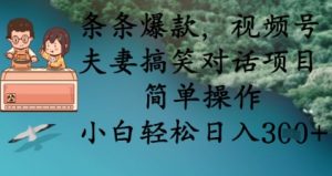 条条爆款，视频号夫妻搞笑对话项目，简单操作，小白轻松日入3张+-知一资源网