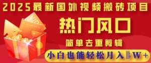 2025最新视频搬砖项目,热门风口,简单去重剪辑,小白也能轻松月入过W-知一资源网
