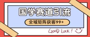 小红书某音国学赛道引流获客 自热矩阵日引200+【揭秘】-知一资源网