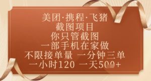 飞猪美团截图项目,你只管截图,一部手机在家做,正规平台无套路,一天5张+【揭秘】-知一资源网