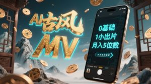 AI一键生成古风音乐MV,0剪辑基础1小时出片,多种变现渠道,一部手机月入5位数-知一资源网
