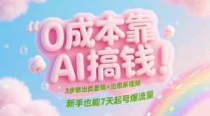 0成本靠AI搞钱!3步做出反差萌+治愈系视频,新手也能7天起号爆流量-知一资源网
