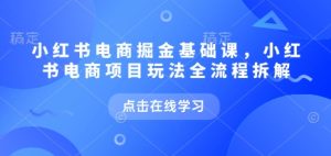 小红书电商掘金课,小红书电商项目玩法全流程拆解(更新5月)-知一资源网