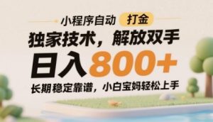 小程序自动打金独家技术，解放双手日入8张，长期稳定靠谱，小白宝妈轻松上手【揭秘】-知一资源网