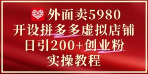 外面卖5980开设拼多多虚拟店铺:单日引流200+创业付费粉实战教程-知一资源网