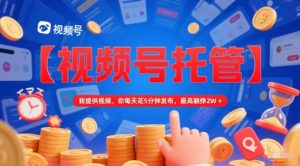 【视频号托管 】我提供视频,你每天花5分钟发布,最高躺挣2W+【揭秘】-知一资源网